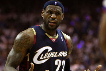 ORLANDO, FL - MAY 30:  LeBron James #23 of the Cleveland Cavaliers reacts after a play against the Orlando Magic in Game Six of the Eastern Conference Finals during the 2009 Playoffs at Amway Arena on May 30, 2009 in Orlando, Florida. NOTE TO USER: User expressly acknowledges and agrees that, by downloading and or using this photograph, User is consenting to the terms and conditions of the Getty Images License Agreement  (Photo by Elsa/Getty Images)