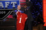 NEW YORK - APRIL 25:  NFL Commissioner Roger Goodell poses with with San Francisco 49ers #10 draft pick Michael Crabtree at Radio City Music Hall for the 2009 NFL Draft on April 25, 2009 in New York City  (Photo by Jeff Zelevansky/Getty Images)
