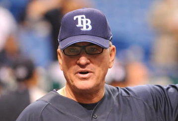 ST. PETERSBURG, FL - APRIL 13: Manager Joe Maddon #70 of the Tampa Bay Rays watches batting practice before play against the New York Yankees on April 13, 2009 at Tropicana Field in St. Petersburg, Florida.  (Photo by Al Messerschmidt/Getty Images) 