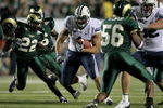 FORT COLLINS, CO - NOVEMBER 01:  Fui Vakapuna #1 of the Brigham Young Cougars rushes against the Colorado State Rams at Sonny Lubick Field at Hughes Stadium on November 1, 2008 in Fort Collins, Colorado. BYU defeated CSU 45-42.  (Photo by Doug Pensinger/Getty Images)