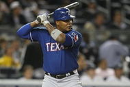 NEW YORK - JUNE 03:  Andruw Jones #25 of the Texas Rangers bats against the New York Yankees on June 3, 2009 at Yankee Stadium in the Bronx borough of New York City.  (Photo by Nick Laham/Getty Images)