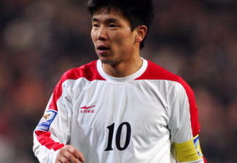 SEOUL, SOUTH KOREA - APRIL 01: Hong Yong-Jo of North Korea looks on during the 2010 FIFA World Cup Asian qualifier match between South Korea and North Korea at Seoul World Cup Stadium on April 1, 2009 in Seoul, South Korea.  (Photo by Koji Watanabe/Getty Images)