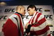 MANCHESTER, UNITED KINGDOM - FEBRUARY 23: British Ultimate Fighting Champion Michael Bisping (L) and US fighter Forrest Griffin pose for photographs during the photocall to announce the arrival of Ultimate Fighting Championship bouts in the UK. 23 February, 2007, Manchester, England. Ultimate fighting, a mixture of martial arts is claimed to be one of the world's fastest growing sports and the largest championship in Britain is to be staged at Manchester's MEN arena on 21st April. (Photo by Christopher Furlong/Getty Images)