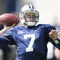 PROVO, UT - SEPTEMBER 23:   Quarterback Jason Beck #7 of BYU warms up prior to the game against Utah State September 23, 2006 in Provo, Utah. BYU defeated Utah State 38-0.  (Photo by Kent Horner/Getty Images)    