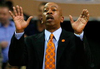 ATLANTA - MARCH 12:  Head coach Oliver Purnell of the Clemson Tigers directs his team in the final minutes against the Georgia Tech Yellow Jackets during day one of the 2009 ACC Men's Basketball Tournament on March 12, 2009 at the Georgia Dome in Atlanta, Georgia.  (Photo by Kevin C. Cox/Getty Images)