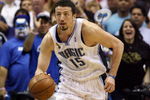 ORLANDO, FL - JUNE 11:  Hedo Turkoglu #15 of the Orlando Magic moves the ball up court in Game Four of the 2009 NBA Finals against the Los Angeles Lakers at Amway Arena on June 11, 2009 in Orlando, Florida.  The Lakers won 99-91 in overtime and lead the series 3-1.  NOTE TO USER: User expressly acknowledges and agrees that, by downloading and or using this photograph, User is consenting to the terms and conditions of the Getty Images License Agreement. (Photo by Elsa/Getty Images)