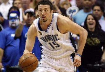 ORLANDO, FL - JUNE 11:  Hedo Turkoglu #15 of the Orlando Magic moves the ball up court in Game Four of the 2009 NBA Finals against the Los Angeles Lakers at Amway Arena on June 11, 2009 in Orlando, Florida.  The Lakers won 99-91 in overtime and lead the series 3-1.  NOTE TO USER: User expressly acknowledges and agrees that, by downloading and or using this photograph, User is consenting to the terms and conditions of the Getty Images License Agreement. (Photo by Elsa/Getty Images)