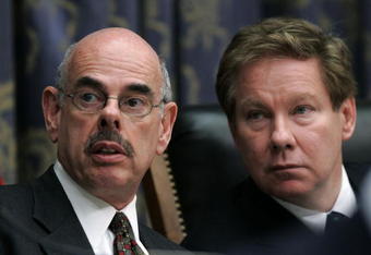 WASHINGTON - MARCH 17:  U.S. Rep Tom Davis (R-VA) (L), Chairman of the House Committee on Government Oversight, listens to U.S. Rep. Henry A. Waxman (D-CA) during a hearing investigating steroid use in baseball on Capital Hill March 17, 2005 in Washington DC. Major League Baseball Commissioner Allen 'Bud' Selig will give testimony regarding Major League Baseball's efforts to eradicate steriod usage among its players.  (Photo by Win McNamee/Getty Images)