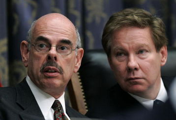 WASHINGTON - MARCH 17:  U.S. Rep Tom Davis (R-VA) (L), Chairman of the House Committee on Government Oversight, listens to U.S. Rep. Henry A. Waxman (D-CA) during a hearing investigating steroid use in baseball on Capital Hill March 17, 2005 in Washington DC. Major League Baseball Commissioner Allen 'Bud' Selig will give testimony regarding Major League Baseball's efforts to eradicate steriod usage among its players.  (Photo by Win McNamee/Getty Images)