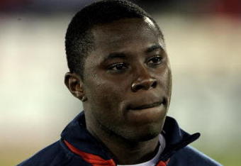 COMMERCE CITY, CO - NOVEMBER 19:  Freddy Adu #10 of the USA takes the field for player introductions prior to facing Guatemala during their semifinal round FIFA World Cup qualifier match at Dick's Sporting Goods Park on November 19, 2008 in Commerce City, Colorado. USA defeated Guatemala 2-0.  (Photo by Doug Pensinger/Getty Images)