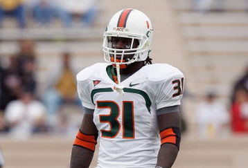 DURHAM, NC - OCTOBER 18:  Sean Spence #31 of the Miami Hurricanes stands on the field during the game against the Duke Blue Devils at Wallace Wade Stadium on October 18, 2008 in Durham, North Carolina.  (Photo by Kevin C. Cox/Getty Images)