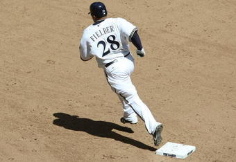 MILWAUKEE - MAY 14: Prince Fielder #28 of the Milwaukee Brewers runs the bases after hitting a home run during the 5th inning against the Florida Marlins on May 14, 2009 at Miller Park in Milwaukee, Wisconsin. The Brewers defeated the Cubs 5-3. (Photo by Jonathan Daniel/Getty Images)