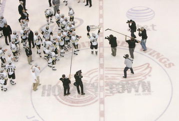 DETROIT - JUNE 12: Philippe Boucher #43 of the Pittsburgh Penguins celebrates with the Stanley Cup after defeating the Detroit Red Wings by a score of 2-1 to win Game Seven and the 2009 NHL Stanley Cup Finals at Joe Louis Arena on June 12, 2009 in Detroit, Michigan. (Photo by Bruce Bennett/Getty Images)