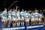 WELLINGTON, NEW ZEALAND - FEBRUARY 05:  Argentina celebrate their second place at the AXA Rugby Sevens International at Westpac Stadium, Wellington, New Zealand, Saturday, February 05, 2005.  (Photo by Ross Setford/Getty Images)