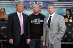 NEW YORK - MARCH 28:  Donald Trump, wrestler Stone Cold Steve Austin and WWE Chairman Vince McMahon attend the press conference held by Battle of the Billionaires to announce the details of Wrestlemania 23 at Trump Tower on March 28, 2007 in New York City.  (Photo by Bryan Bedder/Getty Images)