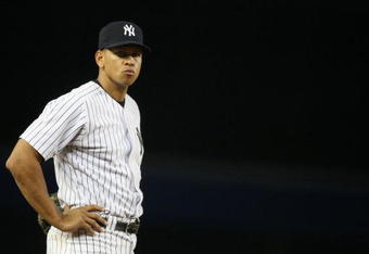 NEW YORK - JUNE 18:  Alex Rodriguez #13 of the New York Yankees looks on against the Washington Nationals during their game on June 18, 2009 at Yankee Stadium in the Bronx Borough of New York City.  (Photo by Al Bello/Getty Images)
