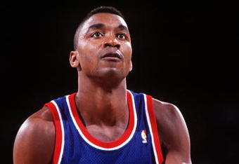 11 May 1994: DETROIT POINT GUARD ISIAH THOMAS AT FREE THROW LINE DURING THE PISTONS GAME AT THE DENVER NUGGETS.
