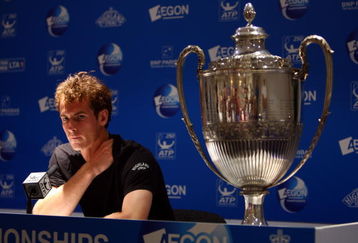 LONDON, ENGLAND - JUNE 14: Andy Murray of Great Britain holds a press conference after winning the men's singles final on Day 7 of the AEGON Championship at Queens Club on June 14, 2009 in London, England.  (Photo by Ian Walton/Getty Images)