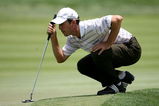 DUBLIN, OH - JUNE 06:  Mike Weir of Canada lines up a putt on the fourth hole during the third round of the Memorial Tournament on June 6, 2009 at the Muirfield Village Golf Club in Dublin, Ohio.  (Photo by Andy Lyons/Getty Images)