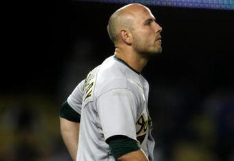 LOS ANGELES - JUNE 18:   Matt Holliday #5 of the Oakland Athletics takes the field after striking out to end the eighth inning against the Los Angeles Dodgers on June 18, 2009 at Dodger Stadium in Los Angeles, California. The Dodgers won 3-2.  (Photo by Stephen Dunn/Getty Images)