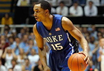 CHAPEL HILL, NC - MARCH 8:  Gerald Henderson #15 of the Duke Blue Devils dribbles during the game against the North Carolina Tar Heels at the Dean E. Smith Center on March 8, 2009 in Chapel Hill, North Carolina. (Photo by Streeter Lecka/Getty Images)