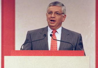 24 Jun 1998: A picture of David Stern the NBA Commissioner during the NBA Draft at the General Motors Palace in Vancouver, Canada. FOR EDITORIAL USE ONLY
