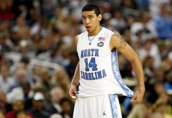 DETROIT - APRIL 06:  Danny Green #14 of the North Carolina Tar Heels reacts while taking on the Michigan State Spartans during the 2009 NCAA Division I Men's Basketball National Championship game at Ford Field on April 6, 2009 in Detroit, Michigan.  (Photo by Streeter Lecka/Getty Images)