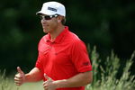 FARMINGDALE, NY - JUNE 17:  Ricky Barnes gives a thumbs up during the third day of previews to the 109th U.S. Open on the Black Course at Bethpage State Park on June 17, 2009 in Farmingdale, New York.  (Photo by Ross Kinnaird/Getty Images)