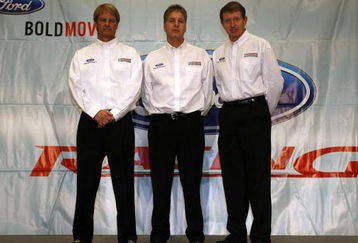 CONCORD, NC - JANUARY 22:  Wood Brothers Racing owners (L-R) Eddie Wood, Len Wood and driver Bill Elliott pose during the NASCAR Sprint Media Tour hosted by Lowe's Motor Speedway on January 22, 2009 at the Embassy Suites in Concord, North Carolina.  (Photo by Jason Smith/Getty Images for NASCAR)