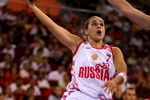 BEIJING - AUGUST 19:  Becky Hammon #7 of Russia drives for a shot attempt against Anna Montanana of Spain during the quaterfinal women's basketball match on Day 11 of the Beijing 2008 Olympic Games at the Wukesong Indoor Stadium on August 19, 2008 in Beijing, China.  (Photo by Ezra Shaw/Getty Images)