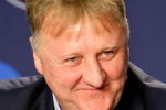 DETROIT - APRIL 06:  Larry Bird answers questions with Earvin 'Magic' Johnson (not pictured) during a news conference to relive their 1979 NCAA Championship Game between Indiana State and Michigan State before the 2009 NCAA Division I Men's Basketball National Championship game at Ford Field on April 6, 2009 in Detroit, Michigan.  (Photo by Gregory Shamus/Getty Images)
