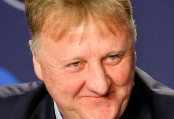 DETROIT - APRIL 06:  Larry Bird answers questions with Earvin 'Magic' Johnson (not pictured) during a news conference to relive their 1979 NCAA Championship Game between Indiana State and Michigan State before the 2009 NCAA Division I Men's Basketball National Championship game at Ford Field on April 6, 2009 in Detroit, Michigan.  (Photo by Gregory Shamus/Getty Images)