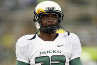 SEATTLE - OCTOBER 20: Jarius Byrd #32 of the Oregon Ducks walks on the field during the game against the Washington Huskies at Husky Stadium on October 20, 2007 in Seattle, Washington. The Ducks defeated the Huskies 55-34. (Photo by Otto Greule Jr/Getty Images)