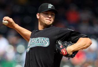 NEW YORK - APRIL 29:  Josh Johnson #55 of the Florida Marlins throws a pitch against the New York Mets on April 29, 2009 at Citi Field in the Flushing neighborhood of the Queens borough of New York City. The Marlins defeated the Mets 4-3.  (Photo by Jim McIsaac/Getty Images)