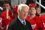 DETROIT - MAY 30:  Hall of Famer Gordie Howe prepares to drop the ceremonial puck before the Detroit Red Wings face the Pittsburgh Penguins in Game 1 of the 2009 Stanley Cup Finals at Joe Louis Arena on May 30, 2009 in Detroit, Michigan.  (Photo by Bruce Bennett/Getty Images)