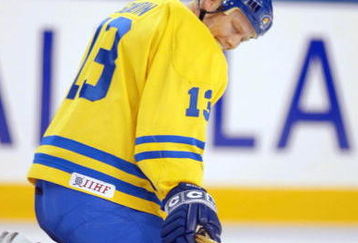 20 Feb 2002:  Mats Sundin #13 of Sweden reacts after the 4-3 the upset win by Belarus during the game at the Salt Lake City Winter Olympic at the E Center in Salt Lake City, Utah. DIGITAL IMAGE. Mandatory Credit: Al Bello/Getty Images