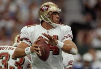 15 Aug 1998:  Quarterback Jim Druckenmiller #14 of the San Francisco 49ers in action during the American Bowl Game against the Seattle Seahawks at the B. C. Place in Vancouver, B. C., Canada. The 49ers defeated the Seahawks 24-21. Mandatory Credit: Otto G