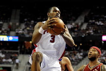 AUBURN HILLS, MI - APRIL 24:  Rodney Stuckey #3 of the Detroit Pistons goes up for a shot over Mo Williams #2 of the Cleveland Cavaliers in Game Three of the Eastern Conference Quarterfinals during the 2009 NBA Playoffs at the Palace of Auburn Hills on April 24, 2009 in Auburn Hills, Michigan.  The Cavaliers won 79-68.  NOTE TO USER: User expressly acknowledges and agrees that, by downloading and or using this photograph, User is consenting to the terms and conditions of the Getty Images License Agreement.  (Photo by Gregory Shamus/Getty Images)