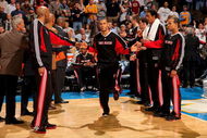 DENVER - MARCH 05:  Brandon Roy #7 of the Portland Trail Blazers is introduced prior to facing the Denver Nuggets during NBA action at the Pepsi Center on March 5, 2009 in Denver, Colorado. The Nuggets defeated the Trail Blazers 106-90. NOTE TO USER: User expressly acknowledges and agrees that, by downloading and/or using this Photograph, user is consenting to the terms and conditions of the Getty Images License Agreement.  (Photo by Doug Pensinger/Getty Images)