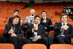 PITTSBURGH - JUNE 02:  Announcer Don Cherry (center) talks with NHL top prospects (L-R) Brayden Schenn, John Tavares, Evander Kane, Matt Duchene and Victor Hedman during the Pittsburgh Penguins and Detroit Red Wings Team Practices before Game 3 of the 2009 NHL Stanley Cup Finals at Mellon Arena on June 2, 2009 in Pittsburgh, Pennsylvania.  (Photo by Harry How/Getty Images)