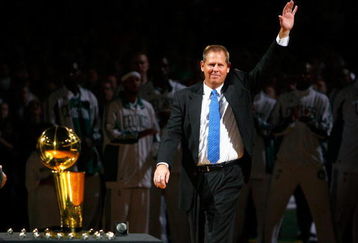 BOSTON, MA - OCTOBER 28: The Boston Celtics President Danny Ainge waves during the 2008 NBA World Championship ceremony before a game against the Cleveland Cavaliers at the TD Banknorth Garden on October 28, 2008 in Boston, Massachusetts. NOTE TO USER: User expressly acknowledges and agrees that, by downloading and/or using this Photograph, user is consenting to the terms and conditions of the Getty Images License Agreement. (Photo by Jim Rogash/Getty Images)