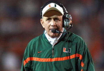 MIAMI - NOVEMBER 23:  Head coach Larry Coker of the University of Miami Hurricanes walks on the field during the game against the Boston College Golden Eagles at the Orange Bowl Stadium on November 23, 2006 in Miami, Florida. Miami defeated Boston College 17-10. (Photo by Doug Benc/Getty Images)