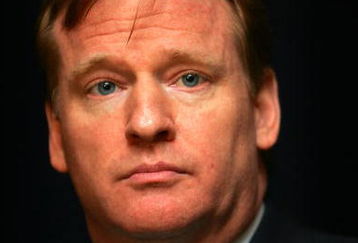 NEW YORK - MAY 13:  Roger Goodell the NFL commissioner addresses the media following his meeting with former New England Patriots video operator Matthew Walsh on May 13, 2008 at the Intercontinental Hotel in New York City. Walsh was there to discuss videotaping practices used by the Patriots in the Spygate controversy.  (Photo by Chris Trotman/Getty Images)