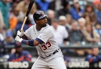SEATTLE - APRIL 18:  Marcus Thames #33 of the Detroit Tigers bats during the game against the Seattle Mariners on April 18, 2009 at Safeco Field in Seattle, Washington. (Photo by Otto Greule Jr/Getty Images)