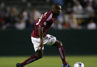CARSON, CA - APRIL 04:  Omar Cummings #14 of the Colorado Rapids jumps to play the ball during the MLS match against the Los Angeles Galaxy at The Home Depot Center on April 4, 2009 in Carson, California. The Rapids defeated the Galaxy 3-2.  (Photo by Victor Decolongon/Getty Images)