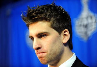 PITTSBURGH - JUNE 02:  NHL top prospect John Tavares talks to the media after the Pittsburgh Penguins and Detroit Red Wings Team Practices before Game 3 of the 2009 NHL Stanley Cup Finals at Mellon Arena on June 2, 2009 in Pittsburgh, Pennsylvania.  (Photo by Harry How/Getty Images)