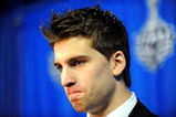 PITTSBURGH - JUNE 02:  NHL top prospect John Tavares talks to the media after the Pittsburgh Penguins and Detroit Red Wings Team Practices before Game 3 of the 2009 NHL Stanley Cup Finals at Mellon Arena on June 2, 2009 in Pittsburgh, Pennsylvania.  (Photo by Harry How/Getty Images)