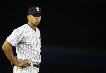 NEW YORK - JUNE 18:  Alex Rodriguez #13 of the New York Yankees looks on against the Washington Nationals during their game on June 18, 2009 at Yankee Stadium in the Bronx Borough of New York City.  (Photo by Al Bello/Getty Images)