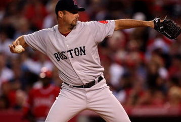 ANAHEIM, CA - MAY 13:  Pitcher Tim Wakefield #49 of the Boston Red Sox throws a pitch against the Los Angeles Angels of Anaheim on May 13, 2009 at Angel Stadium in Anaheim, California.  (Photo by Stephen Dunn/Getty Images)