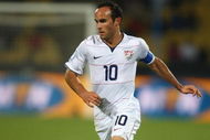 RUSTENBURG, SOUTH AFRICA - JUNE 21: Landon Donovan of USA runs with the ball during the FIFA Confederations Cup match between Egypt and USA at Royal Bafokeng Stadium on June 21, 2009 in Rustenburg, South Africa. (Photo by Jamie McDonald/Getty Images)
